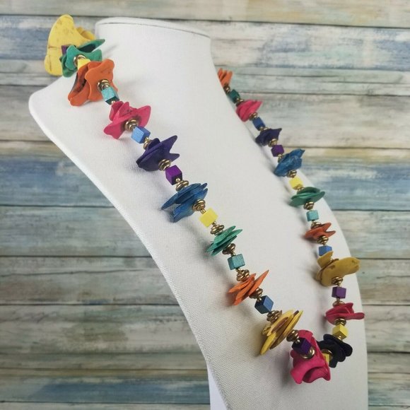 Vintage Miriam Haskell Wood Necklace E4 - Picture 3 of 10